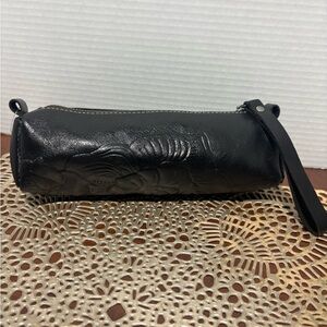 Patricia Nash Black Leather Wristlet
